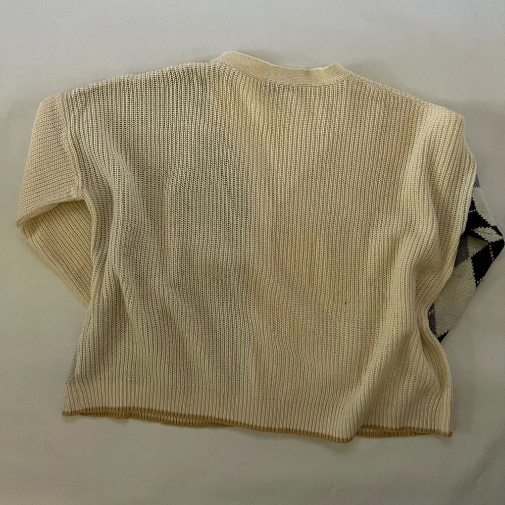 SHEIN Cream Ribbed Knit Cardigan - Picture 5 of 5